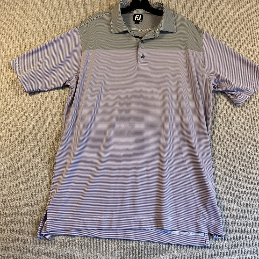 Footjoy Golf Polo Shirt Men's XL Purple Striped Gray Performance Pullover